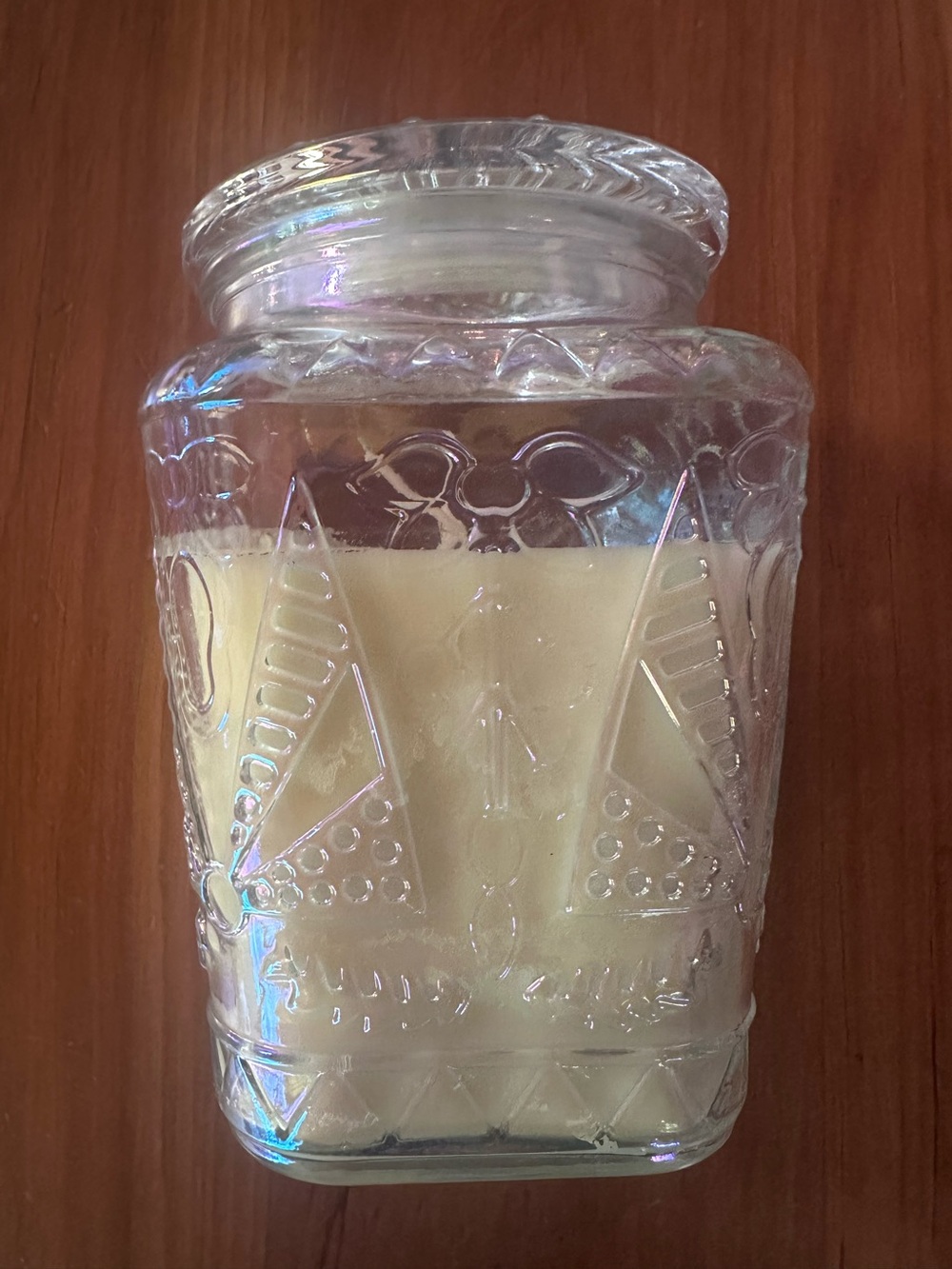 Iridescent Glass Jar Candle in Cream